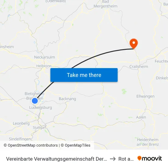 Vereinbarte Verwaltungsgemeinschaft Der Stadt Bietigheim-Bissingen to Rot am See map