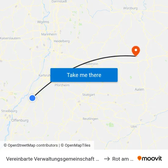 Vereinbarte Verwaltungsgemeinschaft Sinzheim to Rot am See map
