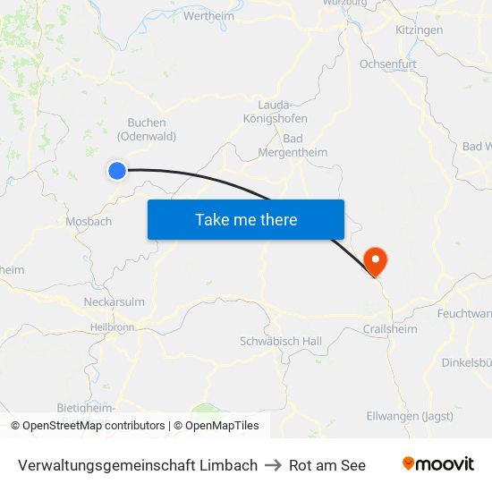 Verwaltungsgemeinschaft Limbach to Rot am See map