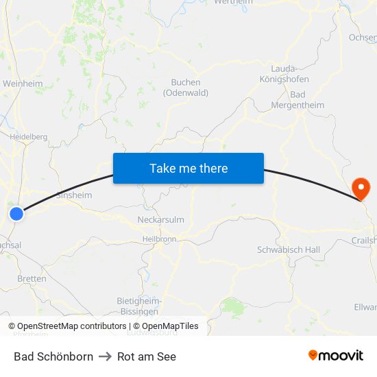 Bad Schönborn to Rot am See map