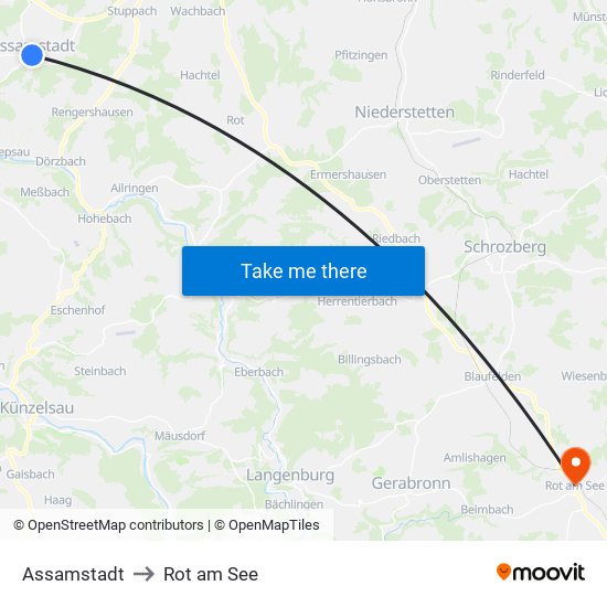 Assamstadt to Rot am See map