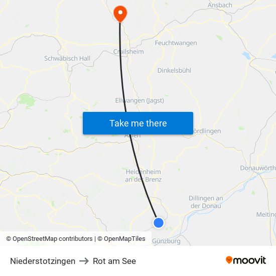 Niederstotzingen to Rot am See map