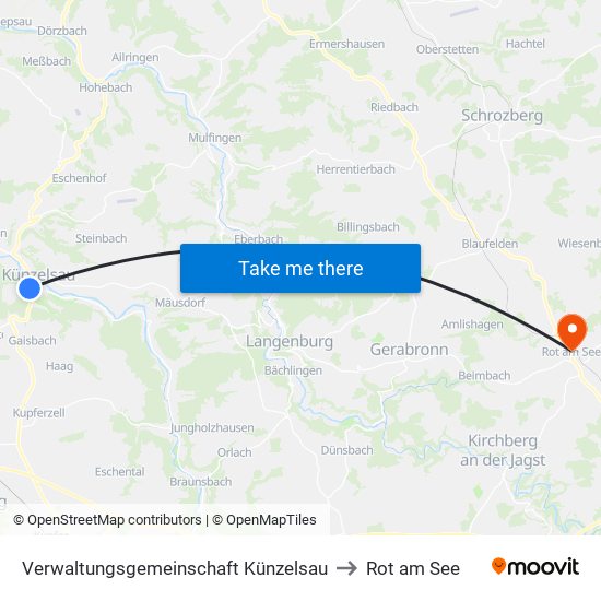 Verwaltungsgemeinschaft Künzelsau to Rot am See map