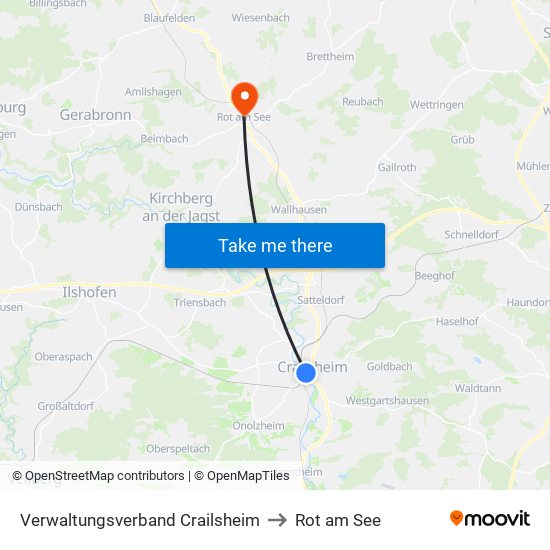 Verwaltungsverband Crailsheim to Rot am See map