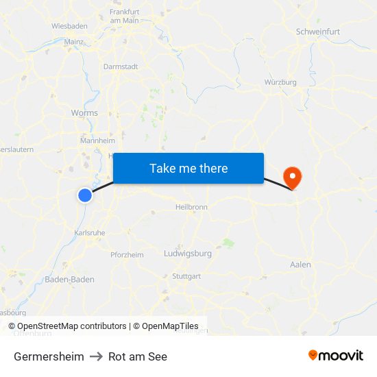 Germersheim to Rot am See map