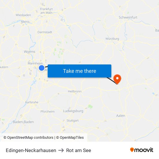Edingen-Neckarhausen to Rot am See map
