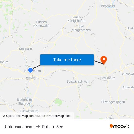 Untereisesheim to Rot am See map