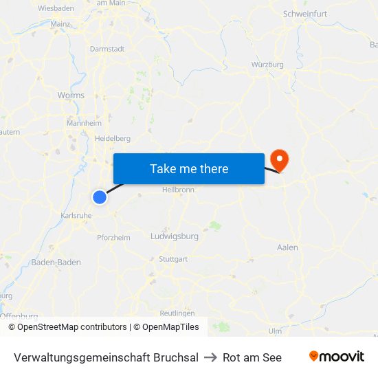 Verwaltungsgemeinschaft Bruchsal to Rot am See map