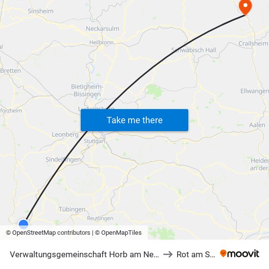 Verwaltungsgemeinschaft Horb am Neckar to Rot am See map