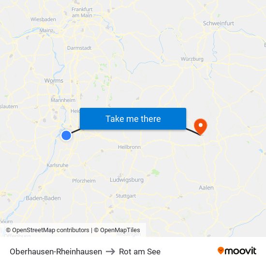 Oberhausen-Rheinhausen to Rot am See map