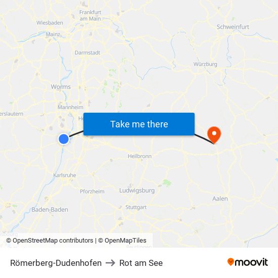 Römerberg-Dudenhofen to Rot am See map