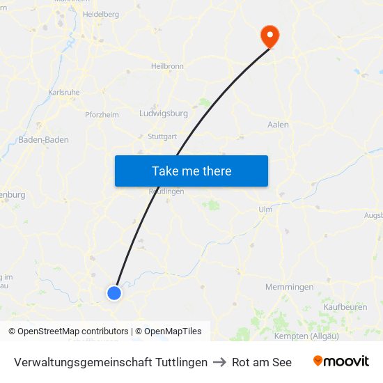 Verwaltungsgemeinschaft Tuttlingen to Rot am See map