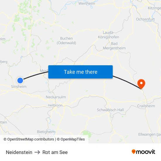 Neidenstein to Rot am See map