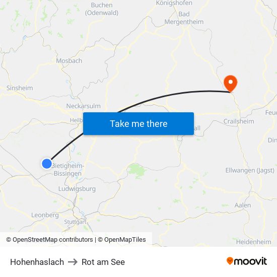 Hohenhaslach to Rot am See map