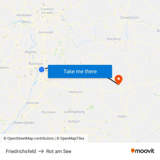 Friedrichsfeld to Rot am See map