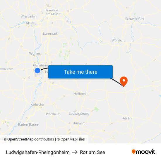 Ludwigshafen-Rheingönheim to Rot am See map