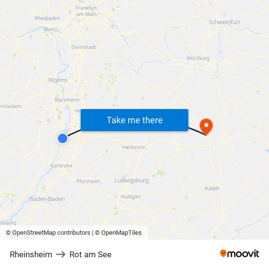 Rheinsheim to Rot am See map