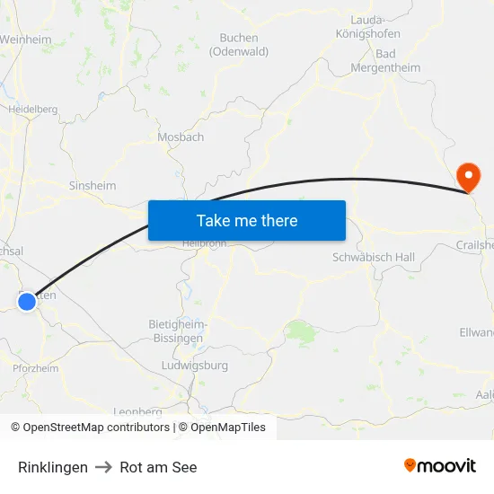 Rinklingen to Rot am See map