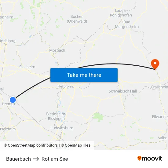 Bauerbach to Rot am See map