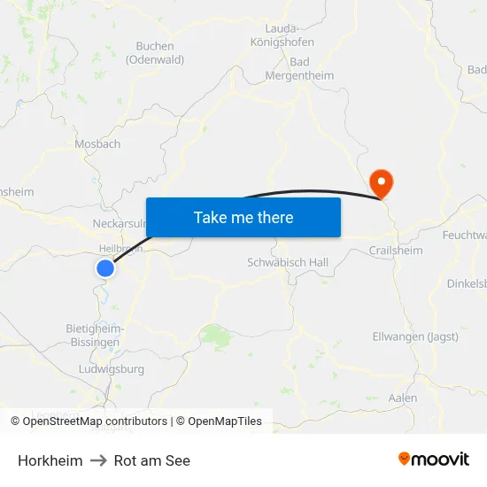 Horkheim to Rot am See map