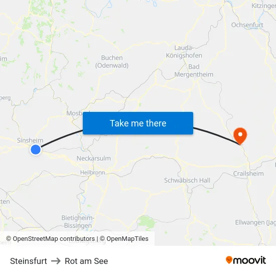 Steinsfurt to Rot am See map
