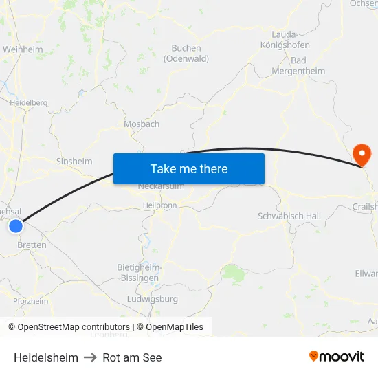 Heidelsheim to Rot am See map