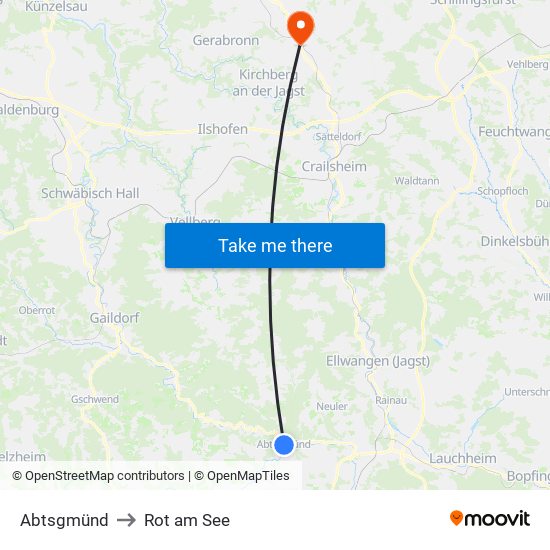 Abtsgmünd to Rot am See map