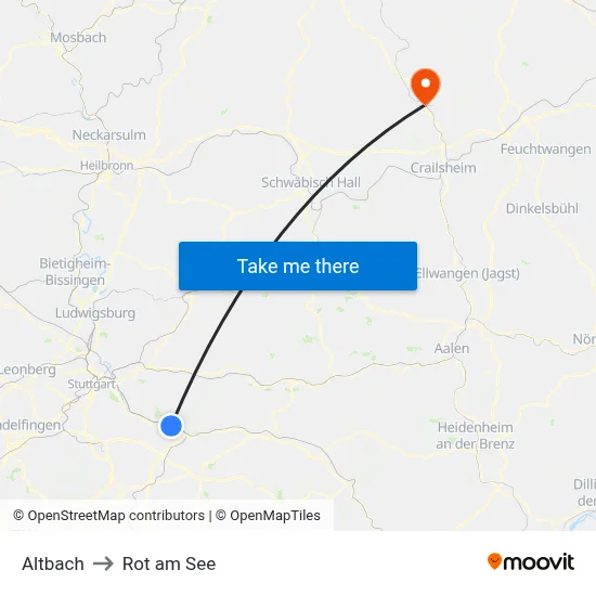 Altbach to Rot am See map