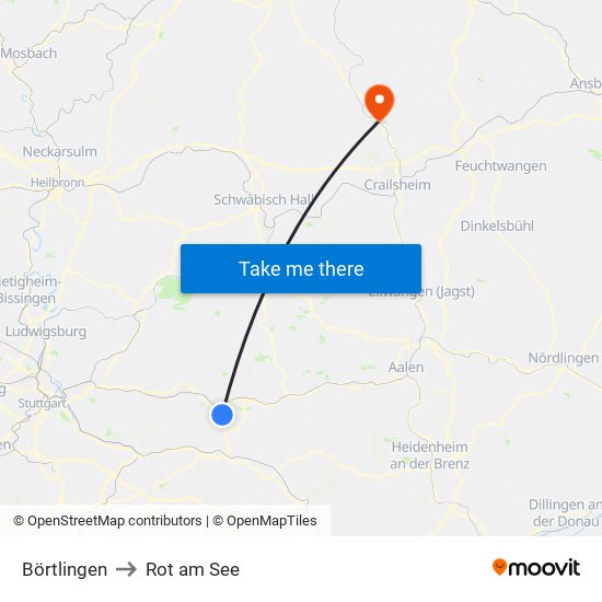 Börtlingen to Rot am See map