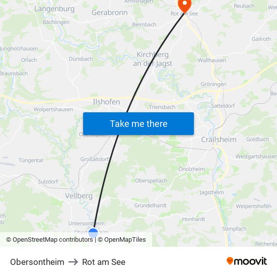 Obersontheim to Rot am See map