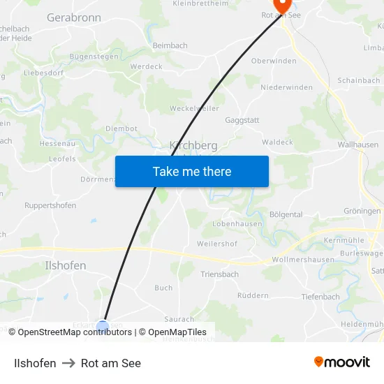 Ilshofen to Rot am See map
