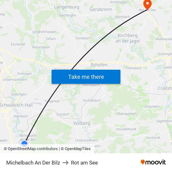 Michelbach An Der Bilz to Rot am See map