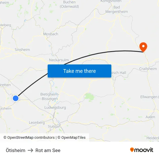 Ötisheim to Rot am See map