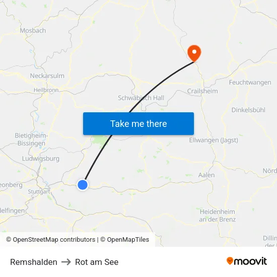 Remshalden to Rot am See map