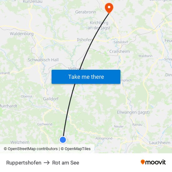 Ruppertshofen to Rot am See map