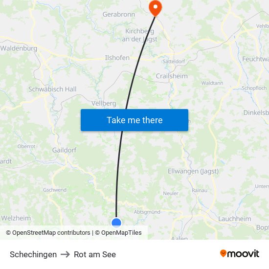 Schechingen to Rot am See map