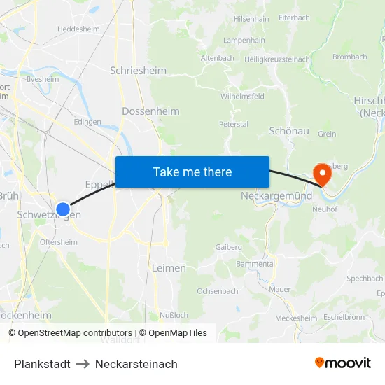 Plankstadt to Neckarsteinach map