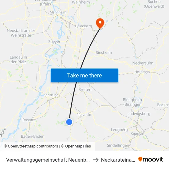 Verwaltungsgemeinschaft Neuenbürg to Neckarsteinach map
