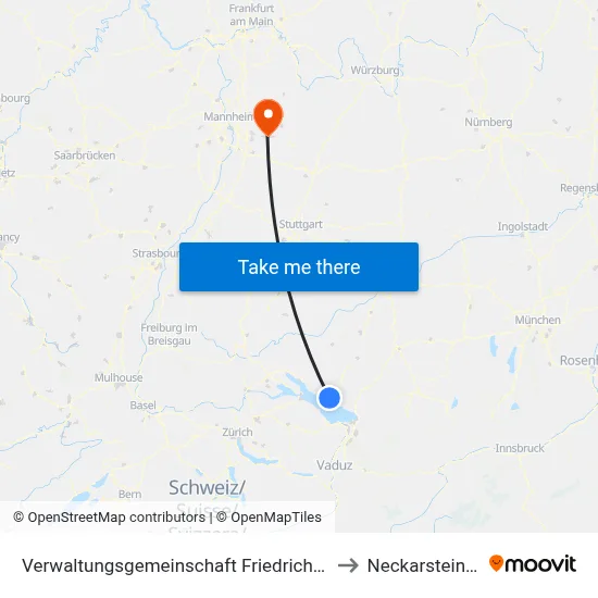 Verwaltungsgemeinschaft Friedrichshafen to Neckarsteinach map