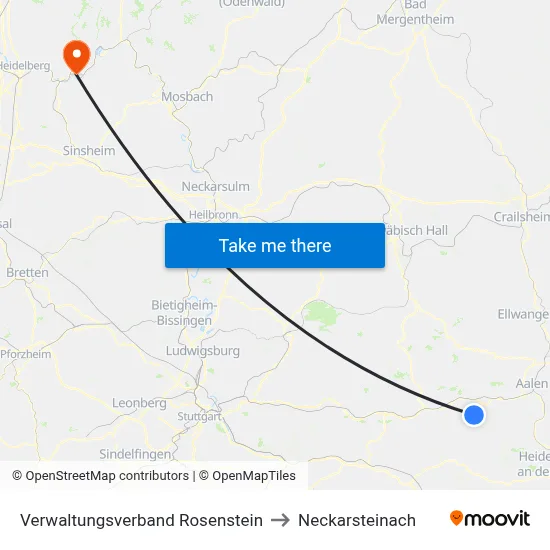 Verwaltungsverband Rosenstein to Neckarsteinach map