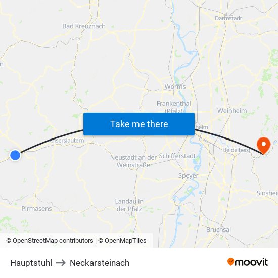 Hauptstuhl to Neckarsteinach map
