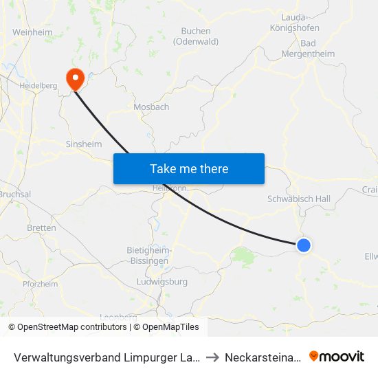 Verwaltungsverband Limpurger Land to Neckarsteinach map