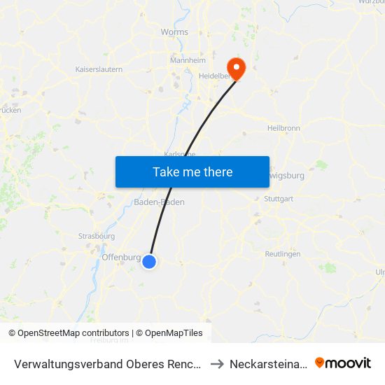 Verwaltungsverband Oberes Renchtal to Neckarsteinach map