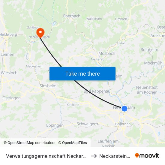 Verwaltungsgemeinschaft Neckarsulm to Neckarsteinach map