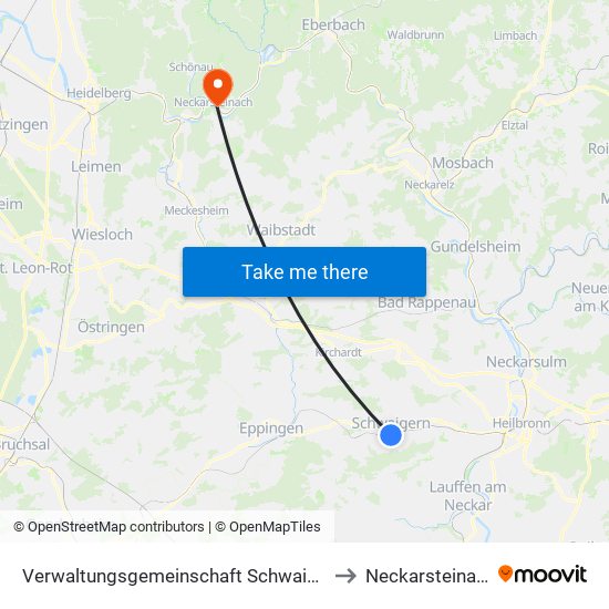Verwaltungsgemeinschaft Schwaigern to Neckarsteinach map