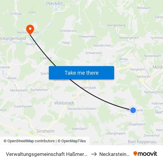 Verwaltungsgemeinschaft Haßmersheim to Neckarsteinach map