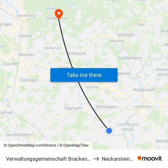 Verwaltungsgemeinschaft Brackenheim to Neckarsteinach map