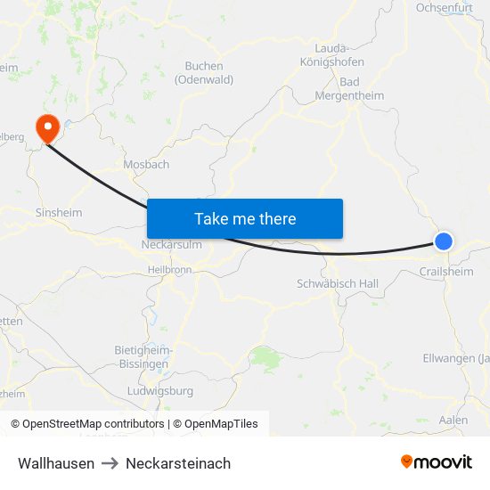 Wallhausen to Neckarsteinach map