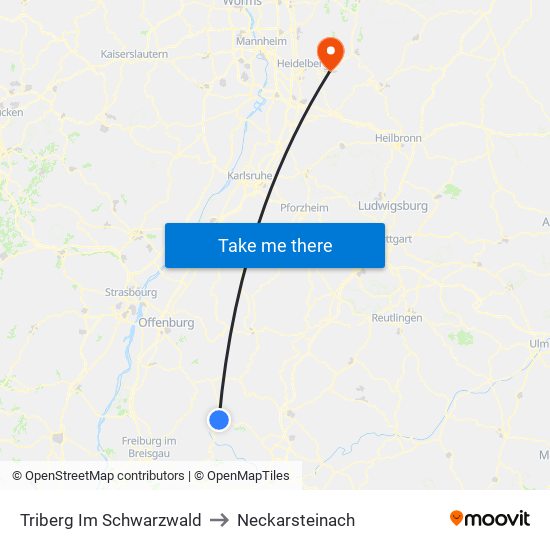 Triberg Im Schwarzwald to Neckarsteinach map