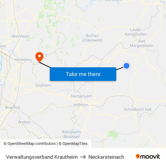 Verwaltungsverband Krautheim to Neckarsteinach map